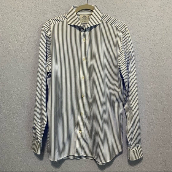 Boggi Milano Men’s Cotton Tailored Fit Striped Long Sleeve Button Down Shirt - Picture 1 of 7